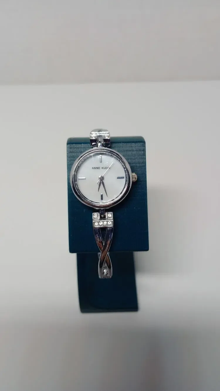 Anne Klein Silver Toned Rhinestone Watch Tested Clasp Closure